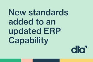 Text on a green background the text says New standards added to an updated ERP Capability